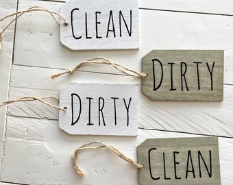 Double‑Sided Clean/Dirty Laundry Tag – Reversible Laundry Sign, Washer Dryer Magnet or Tag, Laundry Room Accessory