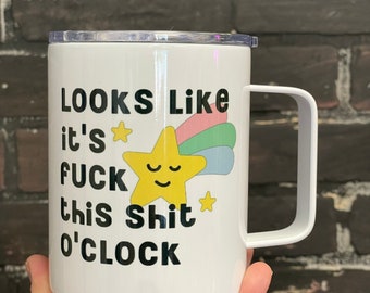 Funny Insulated Camp Mug, 10oz Travel Coffee Cup with Lid