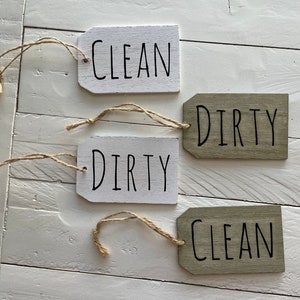 Clean or Dirty, Double Sided Wood Laundry Tags