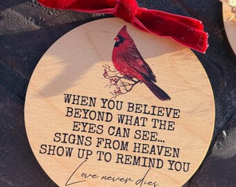 Cardinal Memorial Ornament – Signs From Heaven Gift – Remembrance Ornament – Loved One Memorial – Sympathy Gift