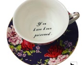 You&#39;ve been Poisoned, Purple  Floral Tea Cup & Bye Saucer