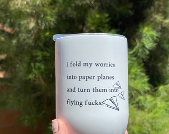 Funny Paper Plane Stainless Steel Wine Tumbler, Travel Mug
