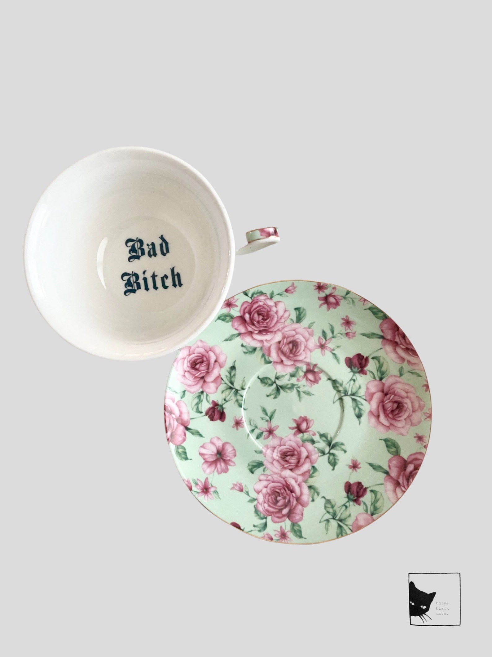 Your Choice of Vulgarity Tea Cup and Saucer Light Sea Foam Etsy