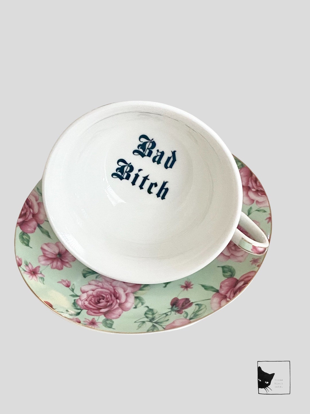 Your Choice of Vulgarity Tea Cup and Saucer Light Sea Foam Etsy