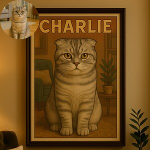 Custom Retro Pet Poster – Vintage Style Cat Portrait – Personalized Pet Wall Art – Printable Digital Gift for Pet Lovers