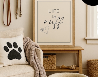 Impressão de citação engraçada de cachorro: A vida é difícil, decoração moderna para casa (download digital instantâneo, 8 x 10 em JPG/PDF)