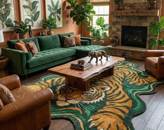Handmade Tiger Rug – Animal Print Statement Rug