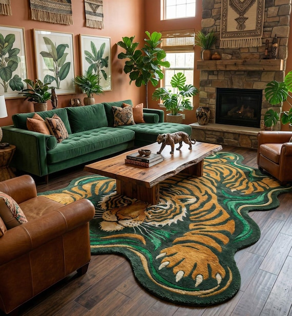 Handmade Tiger Rug – Animal Print Statement Rug