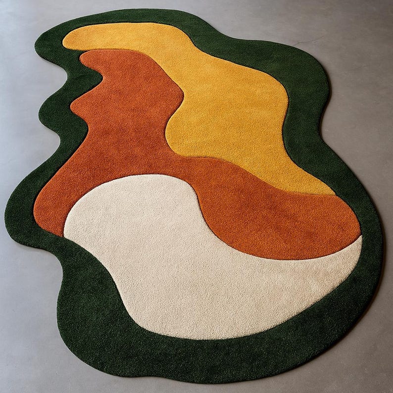 Earthform Oasis Hand Tufted Rug - Irregular Abstract Landscape - Etsy