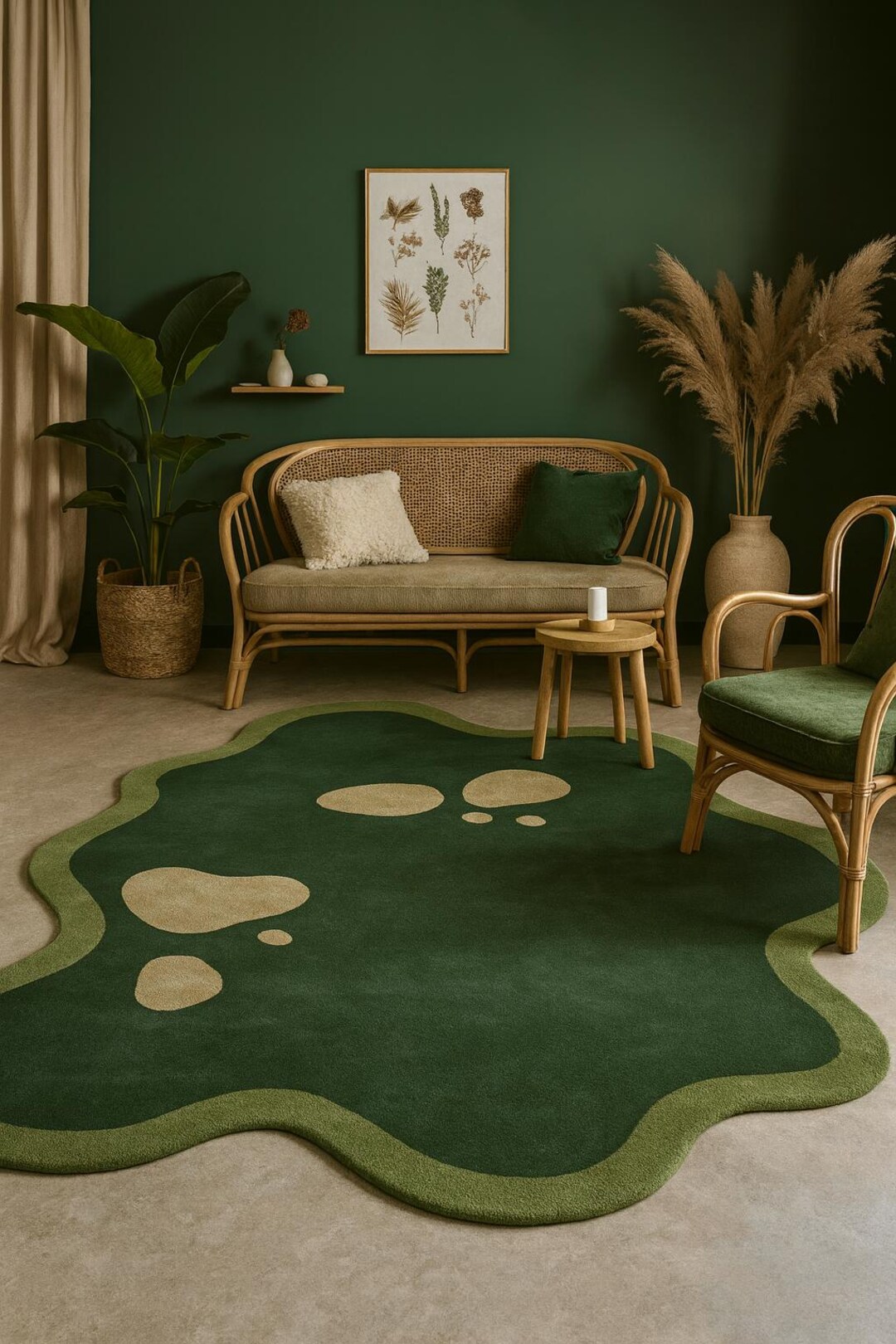 Rcc Rugs Organic Green Abstract Rug – Modern Nature-inspired Carpet - Etsy