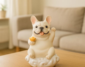 Handmade French Bulldog Lucky Figurine • Ceramic Frenchie Decor • Good Luck Gift • Dog Lover Ornament • Custom Frenchie Decor