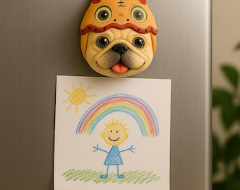 Handmade Ceramic French Bulldog Magnet • Fridge Decor Gift • Handmade Frenchie Figurine for Gifting • Personalized Frenchie Magnet