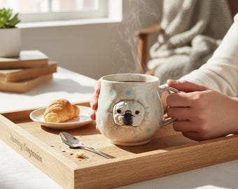 Ceramic Frenchie Coffee Cup • Personalized French Bulldog Mug • Handmade French Bulldog Ceramic Mug • Personalized French Bulldog Figurine