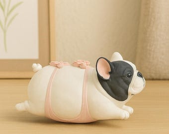 Gift for Dog Lovers • Handmade French Bulldog Figurine with Rose • Ceramic Frenchie Valentine Decor • Custom Frenchie Decor
