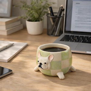 Gift for Dog Lovers • Handmade French Bulldog Mug • Ceramic Coffee Cup • Frenchie Pottery Gift • Personalized French Bulldog Mug