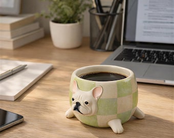 Gift for Dog Lovers • Handmade French Bulldog Mug • Ceramic Coffee Cup • Frenchie Pottery Gift • Personalized French Bulldog Mug