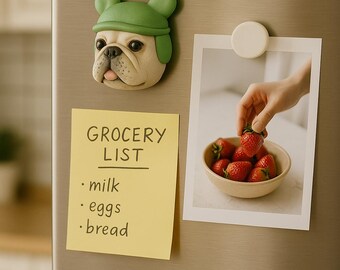 Handmade Ceramic French Bulldog Fridge Magnet • Gift for Dog Lovers • Bulldog Decor • Personalized Frenchie Magnet