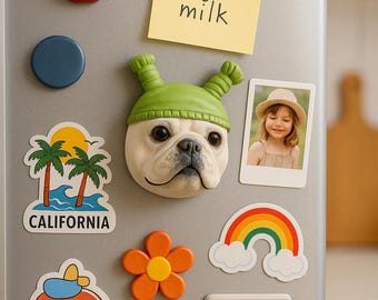 Handmade French Bulldog Fridge Magnet • Handmade Frenchie Figurine for Gifting • Personalized Frenchie Magnet