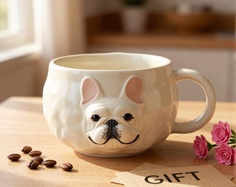 Hand-Painted French Bulldog Mug • Ceramic Frenchie Cup, Dog Lover Gift • Personalized French Bulldog Mug • Gift for Dog Lovers