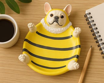 Gift for Dog Lovers • Handmade French Bulldog Trinket Dish • Bee Costume Ring Holder • Cute Frenchie Decor • Custom Frenchie Decor