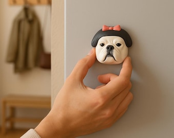 Handmade Ceramic French Bulldog Magnet • Black Frenchie Fridge Decor • Entryway & Home Decor Gift • Personalized Frenchie Magnet