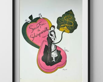 1950s Pierre Balmain Fashion Page | Vintage Schiaparelli Perfume Ad | French Couture Art Print 24x32cm