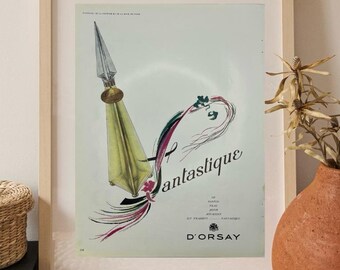 D’Orsay Perfume , Northwood Mink, 1950s French Fashion Ad Page