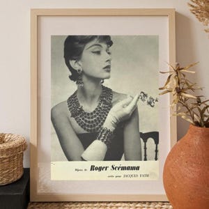 Roger Scemama Jewelry Ad: 1950s Jacques Fath French Fashion Print