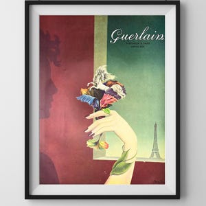 ヴィンテージ広告　GUERLAIN　パヒューム Rare Authentic Perfume Wall Decor Guerlain Perfume Ad, Ready
