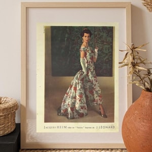 Jacques Heim & Jean Patou – Vintage Paris Haute Couture Poster – 1950s French Fashion Magazine Page