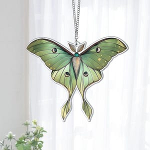 Luna Month Suncatcher Window Hanging, Butterfly Artwork, Birthday Gift For Mom, Butterfly Stained Glass Suncatcher, Garden Art