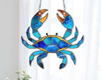 Coastal Crab Acrylic Suncatcher, Acrylic Window Hanging, Sea Life Window Decor, Ocean Lover Gift, Sea Life Suncatcher, Summer Home Accent
