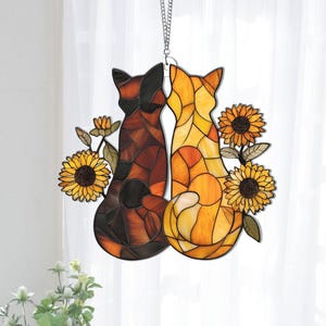 Cat Acrylic Window Hanging, Cat Wall Window Hanging Art Decoration, Cat Lover Home Decor, Cat Mom Feeder Decor, Cat Gifts, Valentine Gift