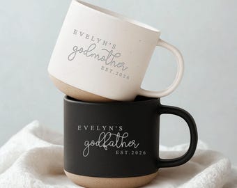 Custom Godmother Godfather Pottery Mug, Personalized Gift for Godparents, Godparent Appreciation Gifts, Coffee Cup for Godmothers Godfathers