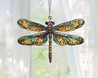Dragonfly Acrylic Suncatcher, Colorful Dragonfly Window Hanging, Dragonfly Ornament, Garden Decor, Dragonfly Gift, Gift for Plant Lovers