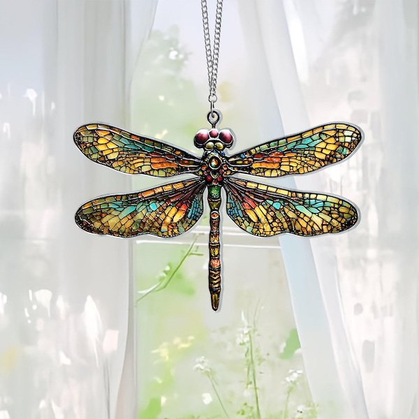 Atrapasol acrílico de libélula, colgante de ventana de libélula colorida, adorno de libélula, decoración de jardín, regalo de libélula, regalo para amantes de las plantas