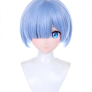 Custom Anime Kigurumi Mask: Rem Cosplay Headpiece