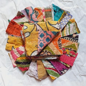 Assorted Kantha Quilt Scraps for Creative Sewing, Quilting and DIY Art 40 Pieces