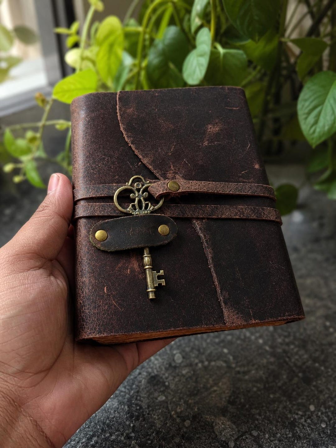 Handmade Leather Journal With Key, Rustic Travel Diary, Vintage Writing ...