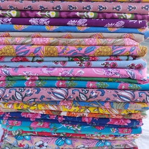 Pacote de retalhos de tecido de algodão com estampa floral indiana, sortidos, para patchwork, costura e artesanato.