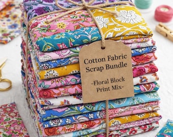 Indische Block-Druck-Baumwollrest-Bundle Florale Assortierte Stoffstücke Quilten Nähen Handwerk Lot
