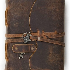 Vintage Leather Journal with Key: Handmade Indian Diary, Refillable A5 Notebook