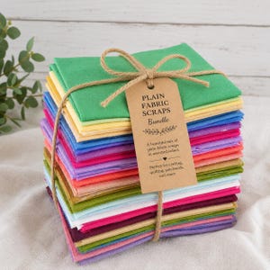Lot de chutes de tissu 100 % coton – couleurs unies assorties pour le matelassage, la couture et les travaux manuels