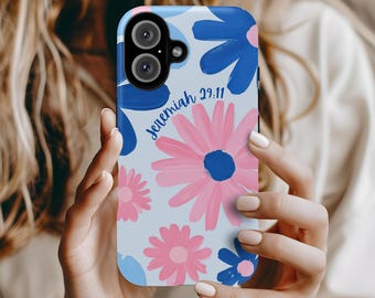 Christian Phone Case Jeremiah 29:11 – Floral Bible Verse Case for iPhone – Faith Gift for Her – Aesthetic Religious MagSafe Cover