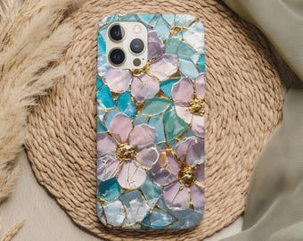 Stained Glass Flower Phone Case – Floral iPhone Case, Trendy Gift for Her, Summer Girly Aesthetic, Preppy Phone Case, stain glass phone case