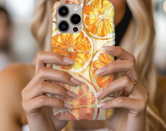 Obst Handyhülle für iPhone – Zitrus Glasmalerei Design – MagSafe kompatibel – Robuste, ästhetische Hülle – Geschenk für Sie oder Teenager Mädchen