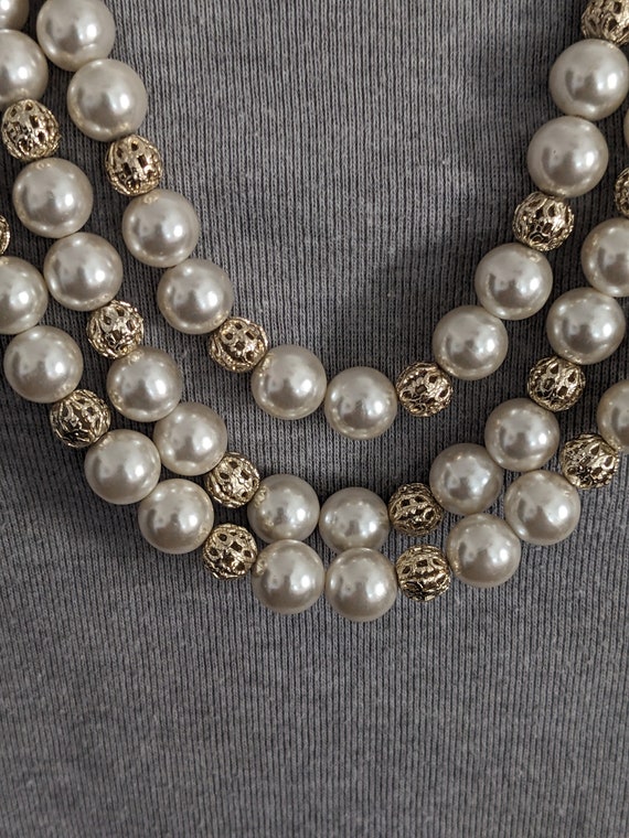 Antique Japan 3 strand Faux Pearl Necklace - image 6