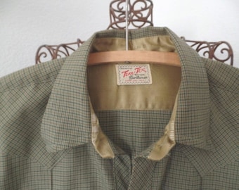 Vintage Tem Tex Western Sportswear Button down Shirt 100% wool