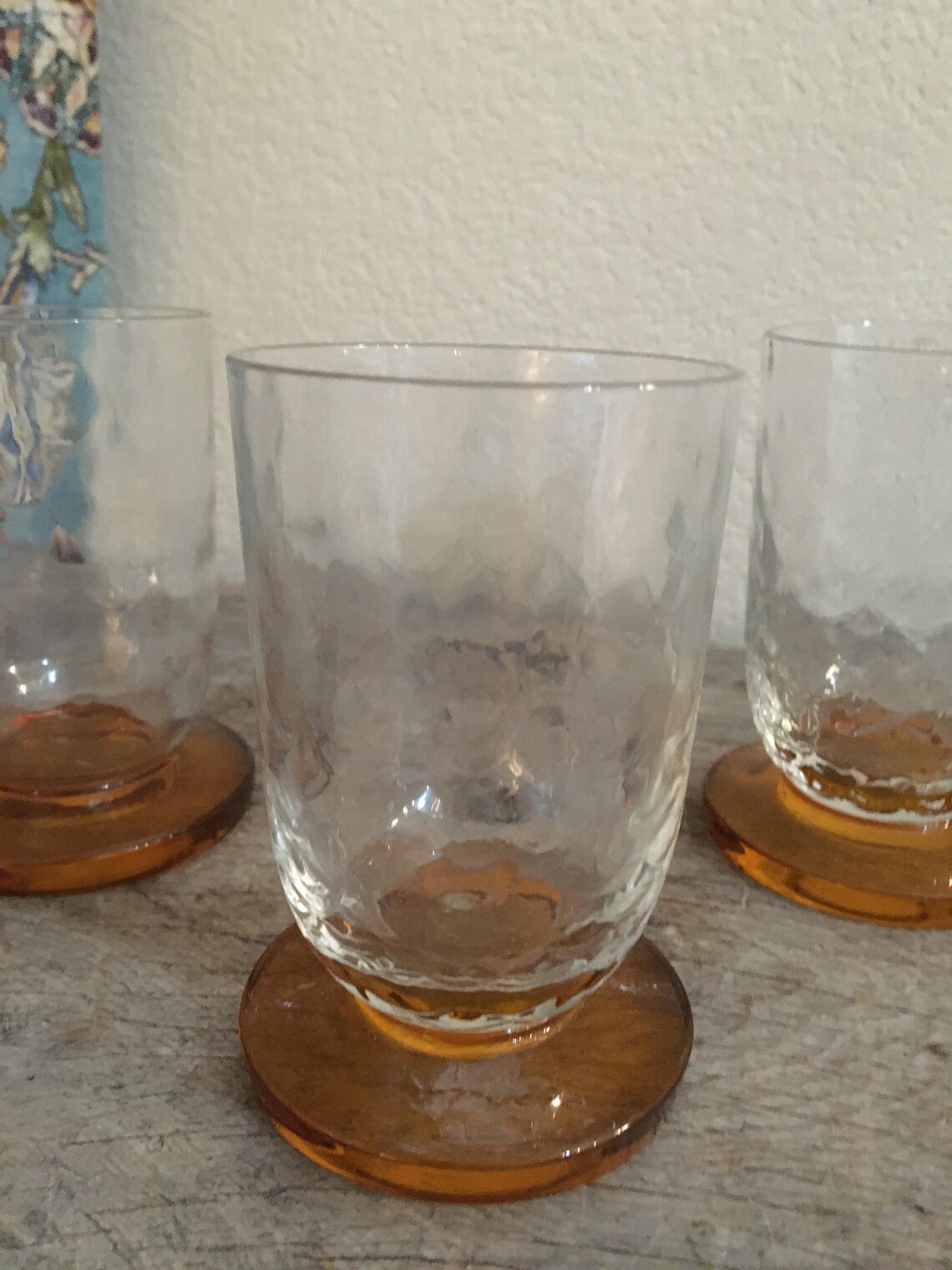 Set of 4 vintage stemless amber colored cocktail glasses Etsy