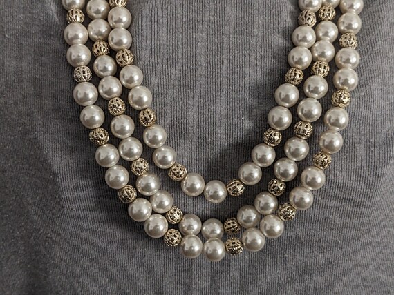 Antique Japan 3 strand Faux Pearl Necklace - image 2